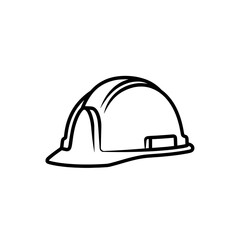 Safety Hard Hat Outline Vector Icon | Construction Worker Helmet Drawing