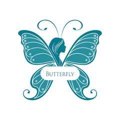 Elegant Butterfly Woman Logo Illustration