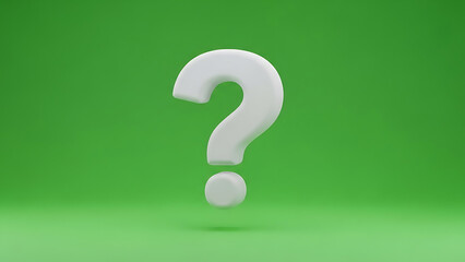 question mark icon rendered in 3d against a green studio background symbolizing uncertainty