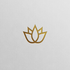 Golden lotus flower symbol. Luxury logo for eco, beauty, zen, spa, yoga, massage, medical companies.
