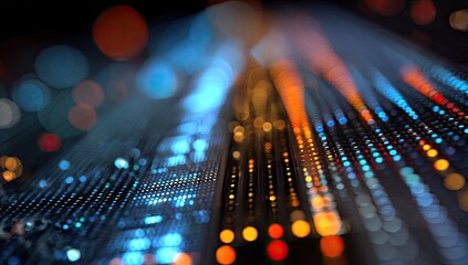 Abstract, blurred, and colorful lights create a textured, futuristic pattern