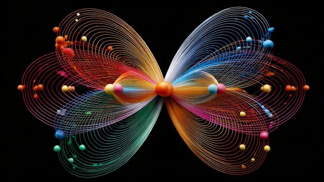 Vibrant Quantum Visualization: An abstract representation of the quantum world unfolds, showcasing colorful, dynamic lines and spheres.