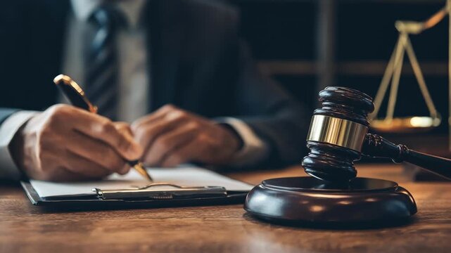 Legal expert reviewing renewal procedures of telecom frequency licenses with a client emphasizing compliance and regulations.