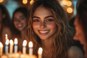 Engaged and thoughtful gaze amid birthday celebration with friends