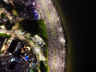 Imagens Aereas Reveillon Florian&oacute;polis - Ponte Hercilio Luz - Noite