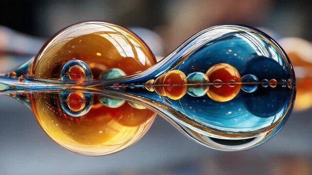Planetary System Abstract: A mesmerizing abstract composition showcases a celestial array of vibrant spheres and intricate connections, offering a glimpse into a cosmic ballet of colors and forms. 