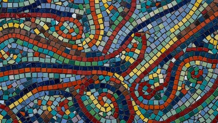 Vibrant Mosaic Artwork with Swirling Patterns.