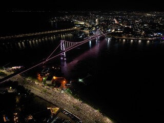 Imagens Aereas Reveillon Florian&oacute;polis - Ponte Hercilio Luz - Noite
