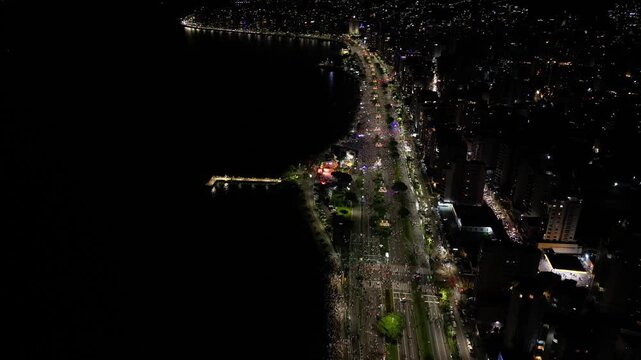 Imagens Aereas Reveillon Florian&oacute;polis - Ponte Hercilio Luz - Noite