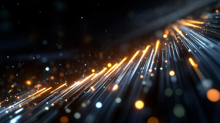 Abstract Data Streams: An ethereal visualization of digital data streams, where light trails carve paths through a dark and mysterious cosmos, highlighting the beauty of technological communication.