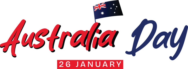 Australia Day Greeting Design with 26 January Date and National Flag Vector