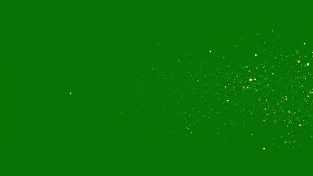 Magical Gold Particle Stream with a Bright Star Flare on a Green Screen. Animated Shooting Star or Comet with a Glitter Dust Trail for VFX Transitions, Celebration Overlays, and Fantasy Effects