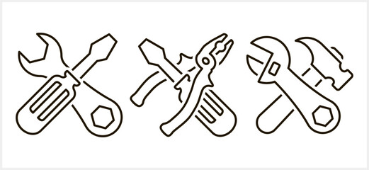 Outline screwdriver pliers icon Hammer, Tools clipart Vector stock illustration