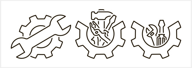 Screwdriver pliers icon Hammer, gears Tools clipart Vector stock illustration