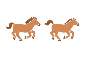 Two running horses isolated on white background, Vector, illustration