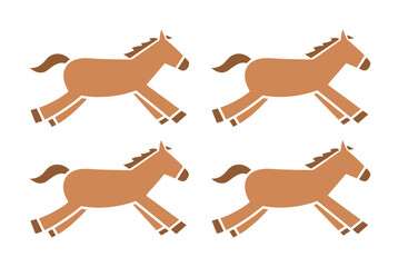 Four running horses illustration isolated on white background, Vector, illustration