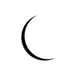Simple crescent moon silhouette, black on a pure white background, Black Crescent Moon Icon Isolated on White Background - Minimalist Vector Illustration