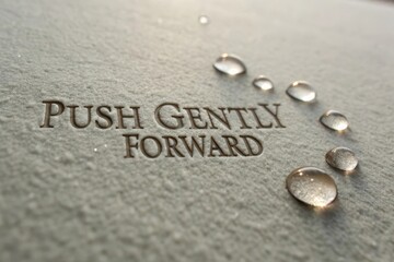 Embossed Phrase Push Gently Forward on Calm Matte Background