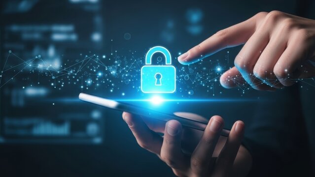 Smartphone Security and Digital Lock Concept stock (222