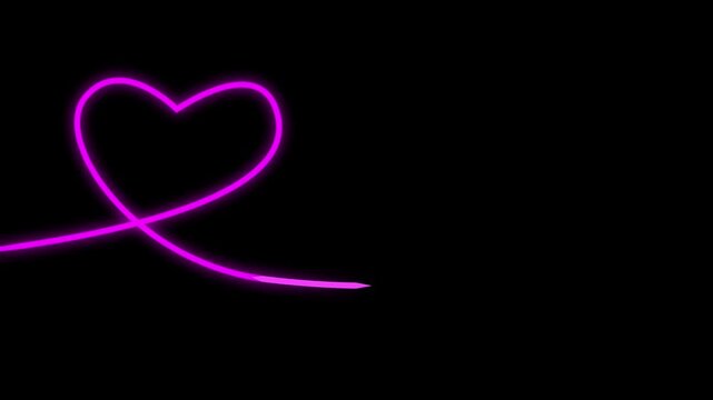 Luminous neon hand heart icon Valentines day symbol Concept of unrequited love and herd bit neon sign animation and black background