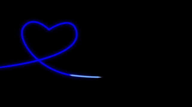 Luminous neon hand heart icon Valentines day symbol Concept of unrequited love and herd bit neon sign animation and black background