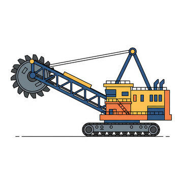 Bucket Wheel Excavator (BWE), sebuah mesin penggali raksasa yang digunakan dalam operasi penambangan terbuka skala besar untuk mengeruk material seperti tanah atau batu bara secara terus-menerus.