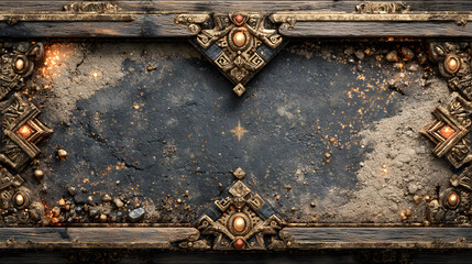 Card frame with empty center space for character artwork in ancient desert fantasy style