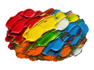 Vibrant palette of textured colors in oval shape isolated on transparent background