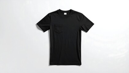 Black T-Shirt on White Background - Minimalist Apparel Mockup.