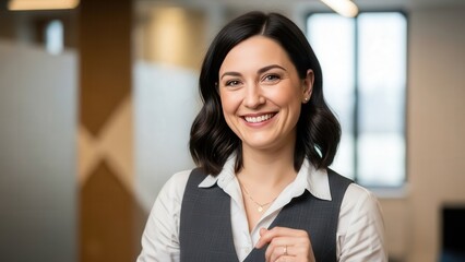 Smiling Businesswoman in Modern Office.