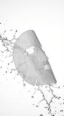 Sheet mask with water splashes, a refreshing beauty treatment concept