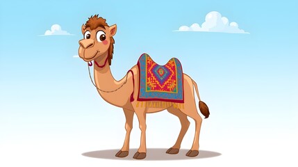 cartoon camel in desert