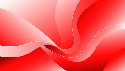 Red Abstract Wave Background with Smooth Gradient Curves and Flowing Liquid Shapes Vector Design