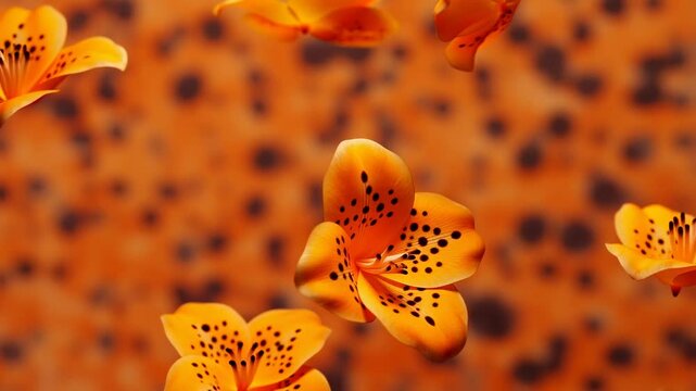 Vibrant orange petals fall gracefully against a speckled background capturing autumn's beauty