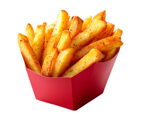 French fries with ketchup served in a white bowl on a white background