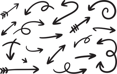 A collection of hand-drawn arrows on a white background
