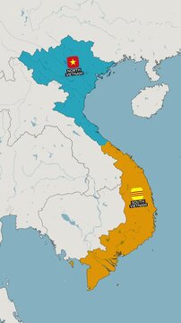North and South Vietnam Map Animation in Vertical