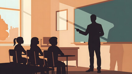 Teacher explaining lesson to students in a classroom setting