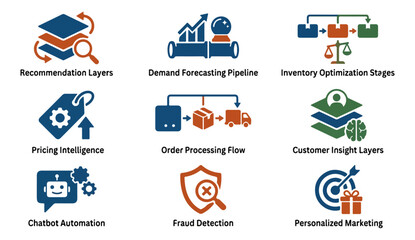 Abstract icon set for business and technology concepts