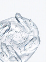 Clear gel with crystal shards and small fragments, abstract background