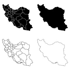 Iran Outline and Solid Fill Map Set.