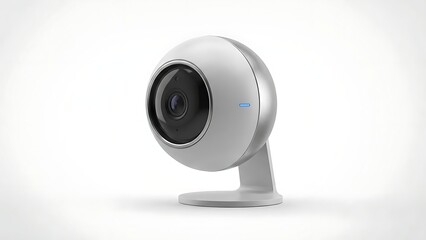 Modern White Spherical Security Camera with Blue LED Light