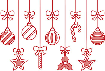 Christmas Ornaments Illustration. Festive Christmas Ornaments Design. Holiday Christmas Ornaments Collection. Colorful Christmas Ornaments Illustration. Traditional Christmas Ornaments Artwork