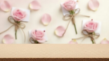 Beautiful pink roses decoration for valentine's day and wedding events for commercial usage and mockups