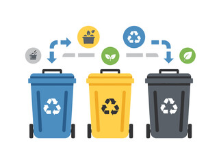Recycling Bins for Waste Sorting and Environmental Protection Concepts