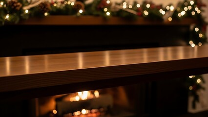 Cozy fireplace with christmas decorations for holiday events and commercial usage and mockups