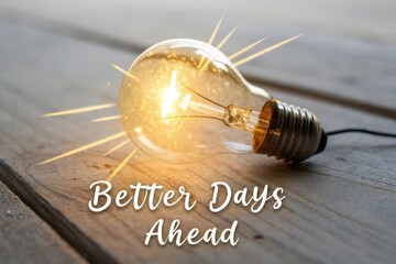 Light Bulb Lighting Up with Inspiration and Quote Better Days Ahead