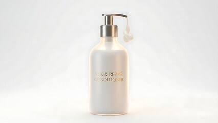 White Pump Bottle Dispensing Conditioner with Gold Cap