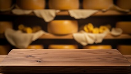 Wooden cutting board with cheese storage in the background for holiday events and commercial usage and mockups