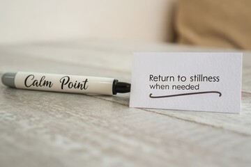 Marker Labeling Calm Point in a Minimal Scene with Stillness Note